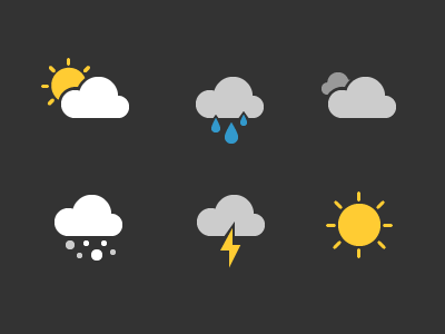 Weather Glyphs cloud cloudy glyphs icons rain ribot snow sun sunny sunshine weather