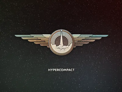 Get your wings. (web logo) asset brand design emblem hypercompact illustration logo mark rocket ship space wings