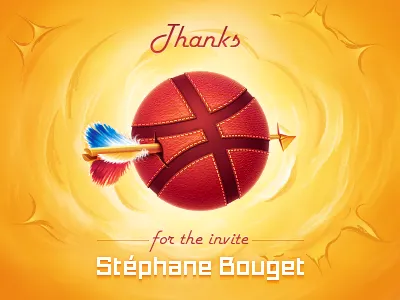 Thank you! arrow ball bang basketball boom bouget dribbble explosion hi illustration invitation rubber stephane stitch sun texture thanks