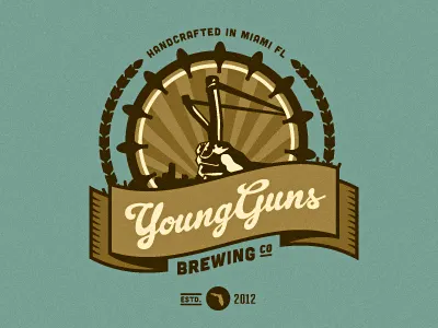 Young Guns Brewing Co. - Logo Suggestion 1 beer branding brew brewery brewing florida growcase identity logo logotype miami young guns