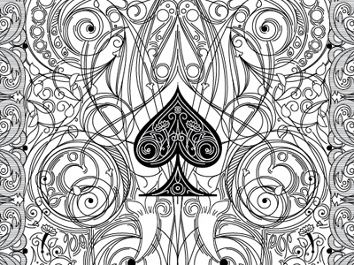 Spades floral line work louis sullivan magic patern spades vector