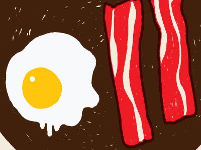 Trapping bacon eggs screenprint