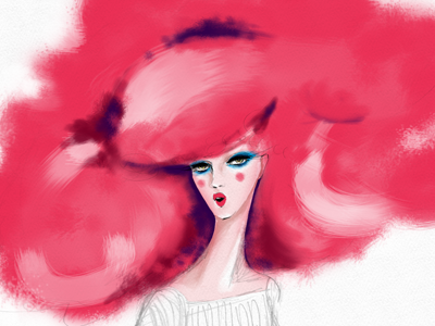 Verve digital painting fashion illustration french red vaudeville