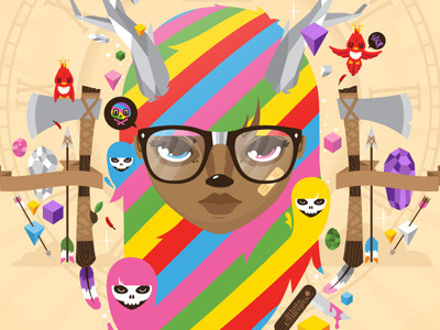 Your Disco Is Dead antler character crystal female illustration rainbow vector