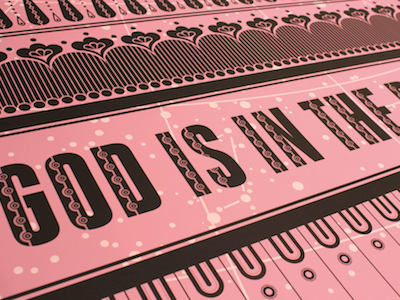 God is in the details text design details god illustration poster purple typography