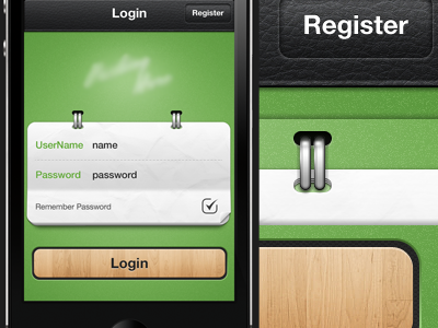 iPhone App Login screen Update bevel fabric fold iphone leather paper texture