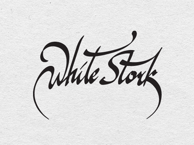 White Stork calligraphy lettering letters script