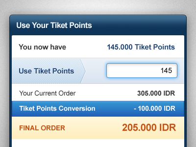 Tiket Points - Pop Up field form interface popup website