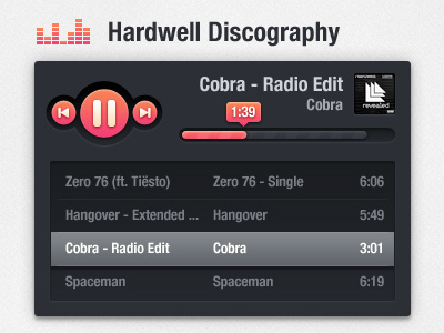 Tiny Music Player dark discography dj hardwell music music player orange pinkish player