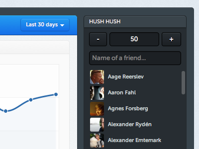 Friends list and graph dashboard friends list graph ui ux