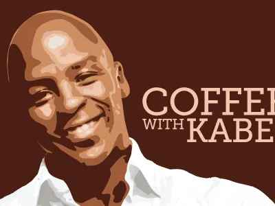 Coffee With Kabelo brown face poster typography vector
