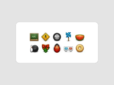 Aléatoire Icons 32px 3d glasses ball bowling chalkboard donut icons ladybug mistletoe pin pinwheel sign slice tire watermelon