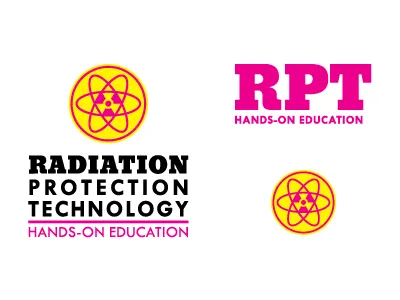 Radiation Protection Technology Logo icon logo magenta typography yellow