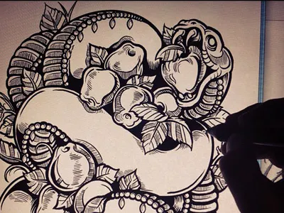 4th Avenue - Temptation 4th avenue americana apple art castle derrick derrick castle design drawing graphic design illustration nashville nashvillemafia snake straw castle tattoo temptation