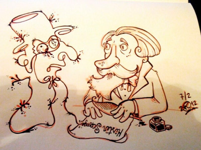 Charles Dickens & Mister Scrooge cartoon character dickens drawing illustration sketch