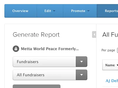Report Generation drop down dropdown navigation report subnav
