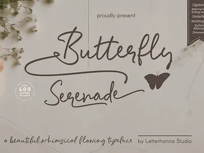 Butterfly Serenade Font branding design font graphic design handwritten illustration script font typeface