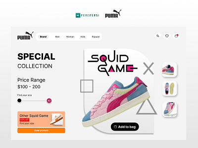 Shoes website theme Squid Game from Puma design ecommerce exploration graphic design inspiration interaction puma shoes shoping ui ux website