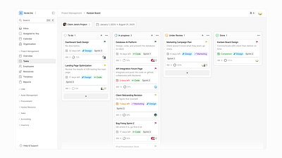 Kanban Board - Project Management clean design kanban kanban board light mode minimalist minimalist design minimalistic product product design ui ui ux ui ux design ux web design website