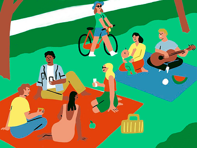 Happy summer gatherings - Illustration art art desgn artist artwork colorful colorful art colors creative creative design creativity design family friends insparation inspired picnic summer walk warm colors warnth