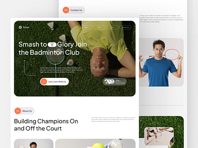 Badminton Club Clean Creative Landing Page athletic design badminton clean club community creative customizable design event promotion events landing landing page modern sports sports template template web website