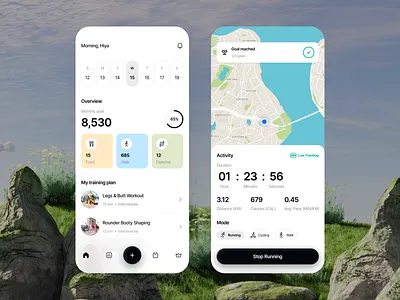 Fitness App UI app design clean design design fitness fitness app ui health app health app ux health tech live tracking minimal mobile app mobile app design mobile design mobile ui tracking tracking app ui ui design ui ux deisgn ui ux design