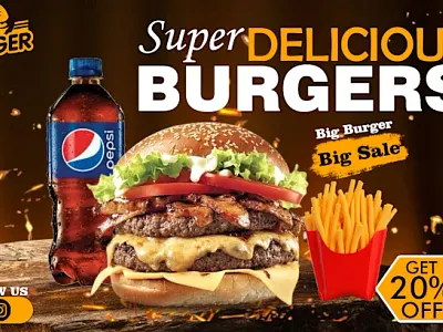 I will make professional banner, ads, flyer of pizza and burger graphic design