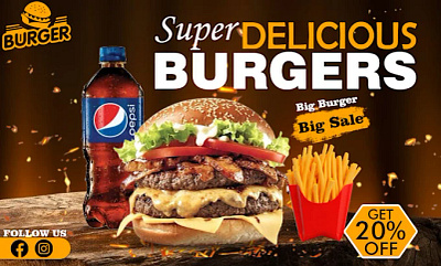 I will make professional banner, ads, flyer of pizza and burger graphic design