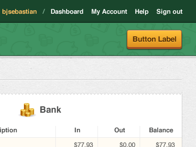 Bank button gray green helvetica orange ui white