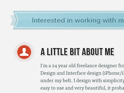 A little bit about me... blue icon portfolio red ribbon