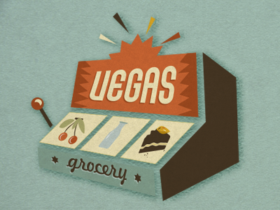 Vegas Grocery cake cherry design grocery illustration las milk vector vegas