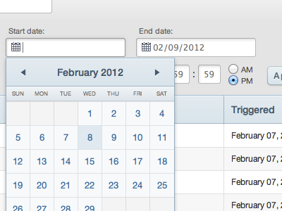 Calendar Filter app calendar date filter form time ui webapp