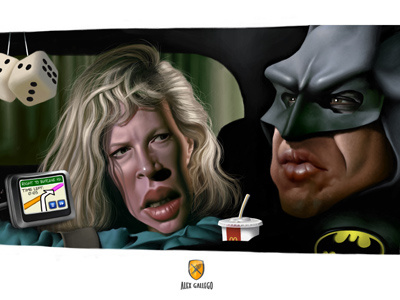 Batman 1989 - Final artwork by Alex Gallego actor artwork batman caricature caricatures cartoon character cinema humour illustration keaton movies