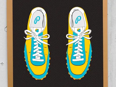 Running Shoes (blue & purple) concrete paper print running shoes