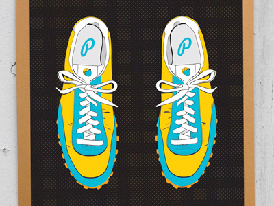 Running Shoes (blue & purple) concrete paper print running shoes