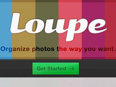 GetLoupe.com Dribbble Home button getloupe.com organize photo photos web design webapp