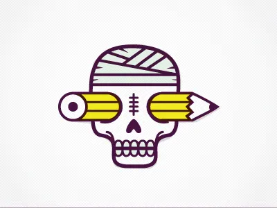 Cabeza de Lápiz icon logo pencil skull vector