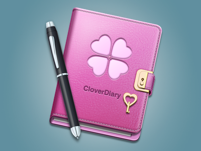 Cloverdiary icon diary icon leather notebook pen