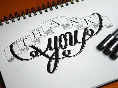 Thank You copic handwritten lettering typography