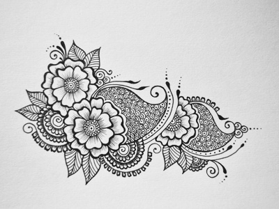 Floral Doodle arabic drawing floral flowers free hand hand drawn henna ink intricate junoon designs mehndi