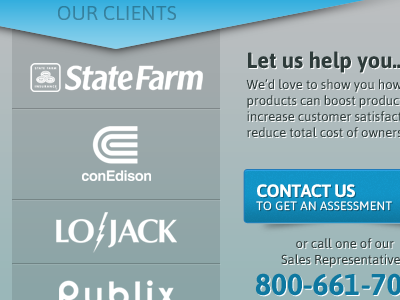 Our Clients arrow blue button gradient logos teal