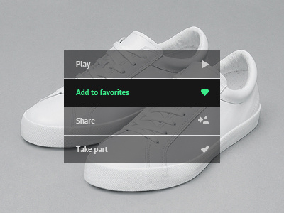 Dropdown menu favorites grabelnikov green icons interface menu minimal play share ui