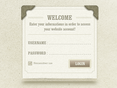 classic login page .psd button classic classic page design login login page retro ui web