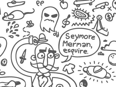 Postcard Illustrations art cartoon comic doodle drawing ghost illustration lineart merman postcard print random shirt vector