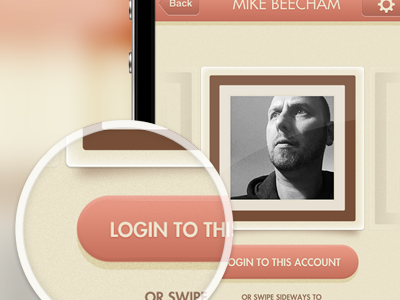 Login Screen avatar brown in interface ios log login picture pink salmon scroll swipe ui ux white