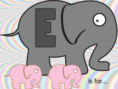 E is for Elephants alphabet illustration photoshop vector