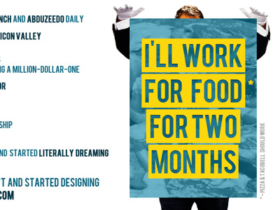 I'll work for food for 2 months