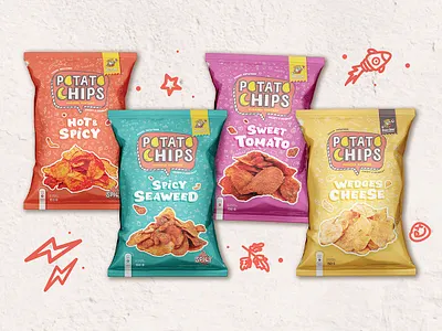 Potato Chips Packaging Design // Year 2022 branding flat graphic design illustration packaging packaging design