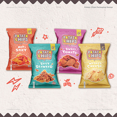 Potato Chips Packaging Design // Year 2022 branding flat graphic design illustration packaging packaging design