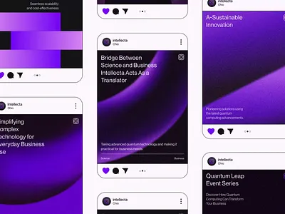 Intellecta Branding - Social Media ai animation brand brand identity branding branding ideas computing design gradient graphic design instagram logo logo design motion motion graphics purple quantum social media startup vektora